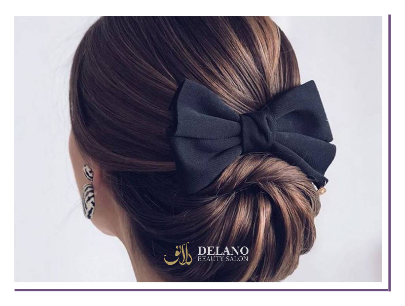 شینیون موی کوتاه با تزئین پاپیون